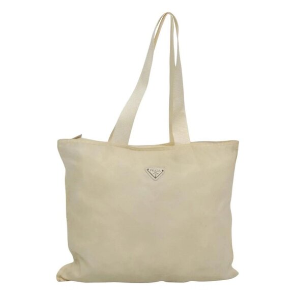 PRADA Tote Bag Nylon Cream Silver Auth bs26062 - Picture 1 of 16